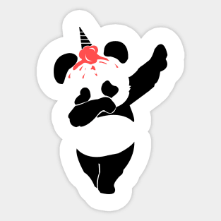 'Dabbing Panda Ice Cream Unicorn' Funny Panda Gift Sticker